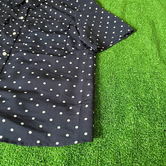 Tommy Hilfiger Women's Shirt Button Up Polka Dot Short Sleeve Navy Blue Size L - Picture 3 of 11